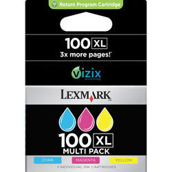 Lexmark 14N0685 #100 Color Ink Cartridges 3-Pk CMY