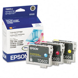 Epson T060520 Color Ink Cartridge 3-Pack